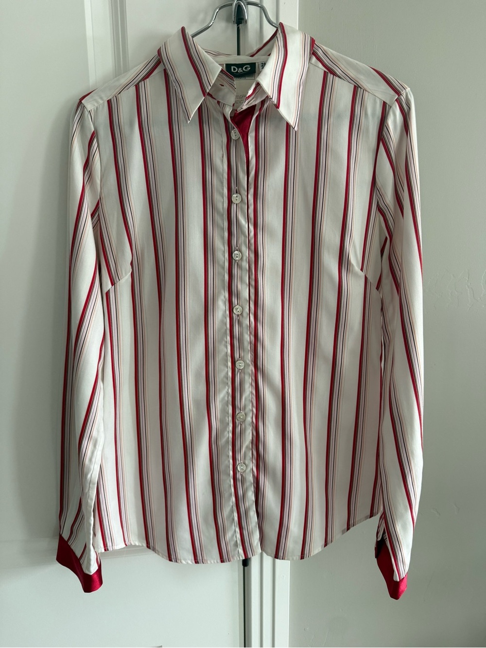 Vintage D&G Dolce & Gabbana Striped Satin Cuff Button Up Blouse Size 40 / XS S